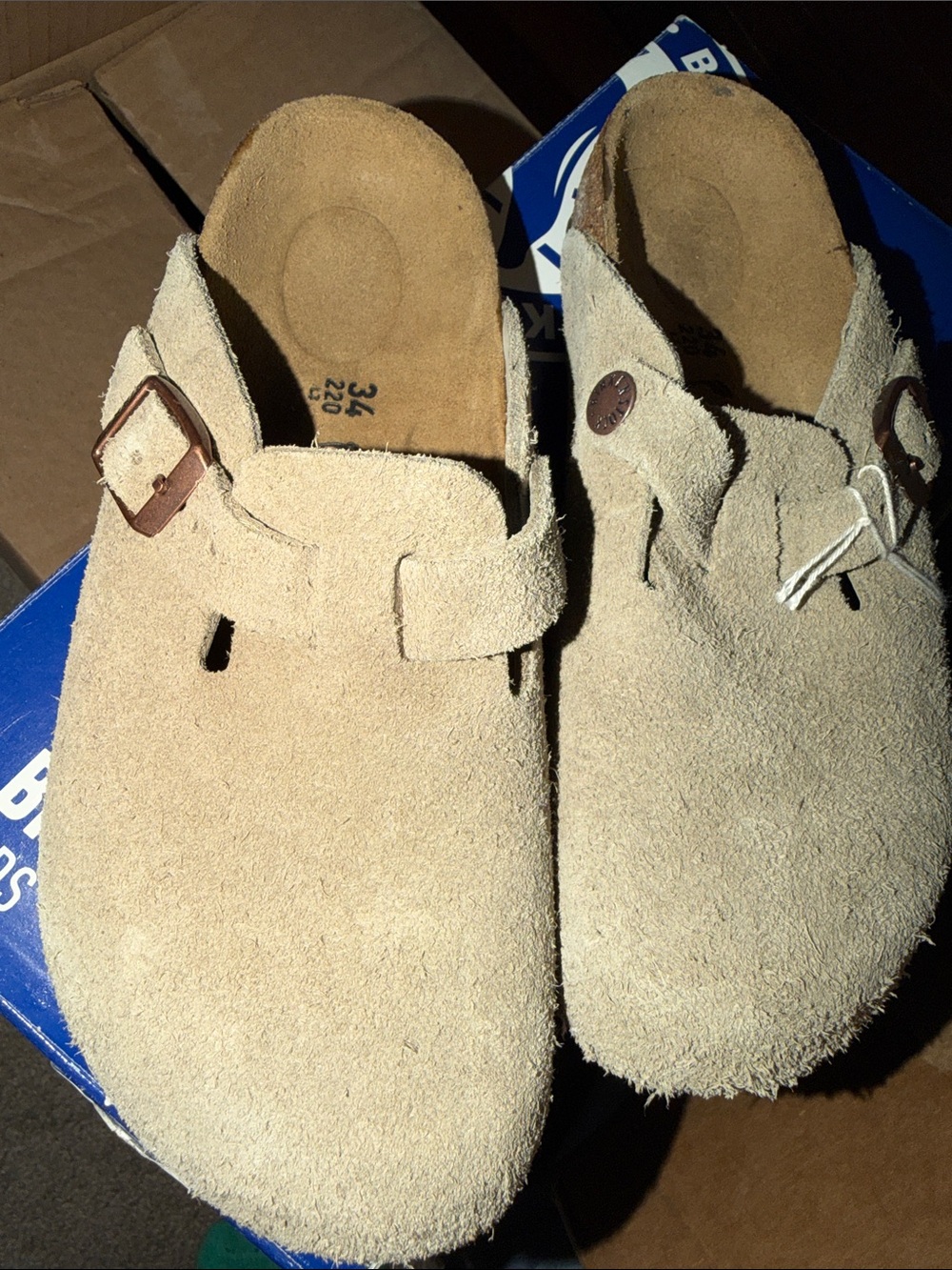Birkenstock Suede Clog Slip-On Mules in Sand